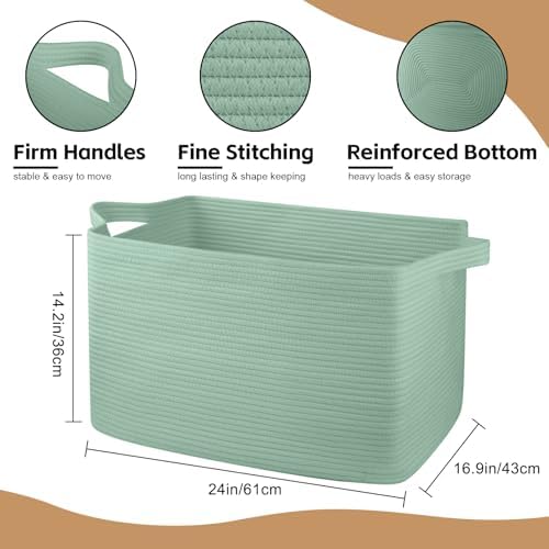 95L Extra Large Woven Storage Basket for Living Room and Nursery