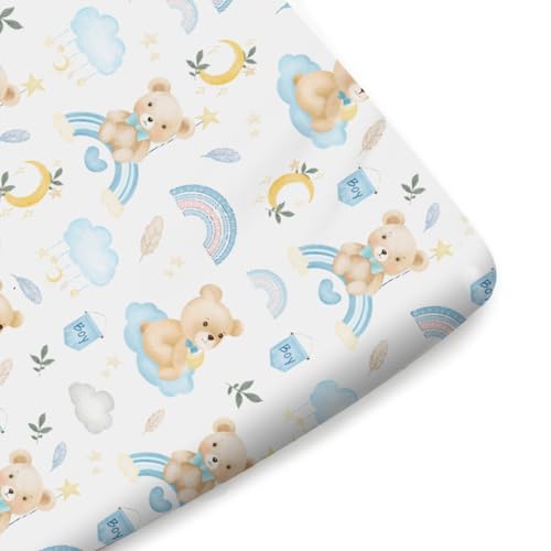 KASTLEE Watercolor Bear Rainbow Crib Sheets 52x28