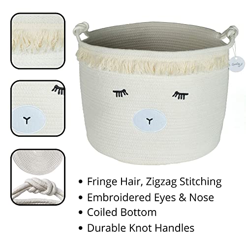LUXILILY Woven Baby Basket with Lamb Design