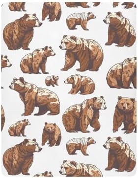 ALAZA Grizzly Bear Crib Sheets for Boys and Girls