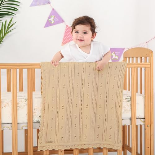 Pinuotu Cotton Pointelle Baby Blanket - Ultra-Soft Breathable 31x40 Inch