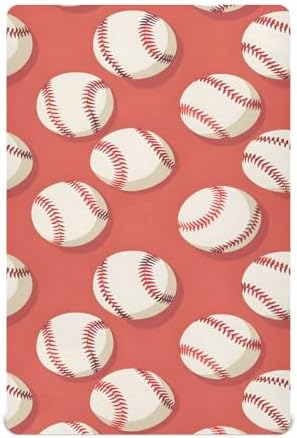 ALAZA Baseball Red Crib Sheets for Kids