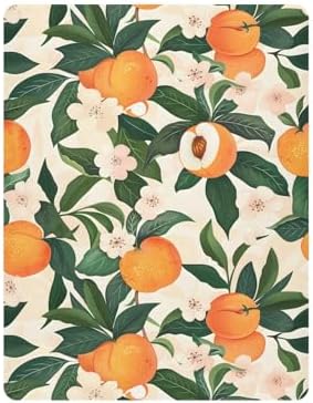 ALAZA Orange Peaches Green Leaves Crib Sheets for Baby