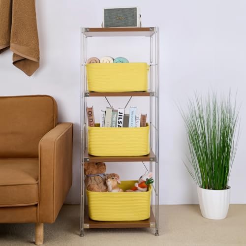 4-Pack Large Woven Storage Baskets for Clothes Toys 17x13x75 Yellow