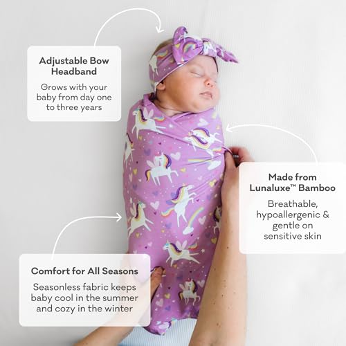 Little Sleepies Swaddle and Headband Bow Set for Newborns