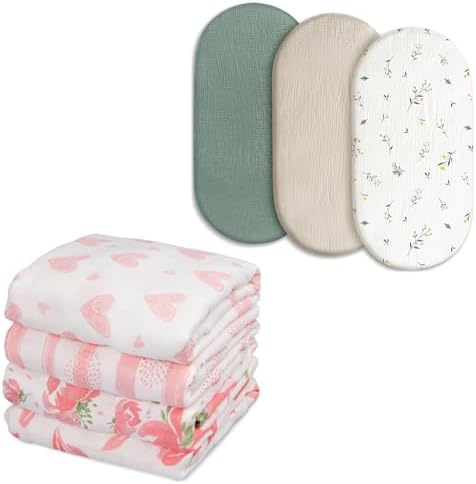 GLLQUEN BABY Muslin Swaddle Blankets 4-Pack 35x40