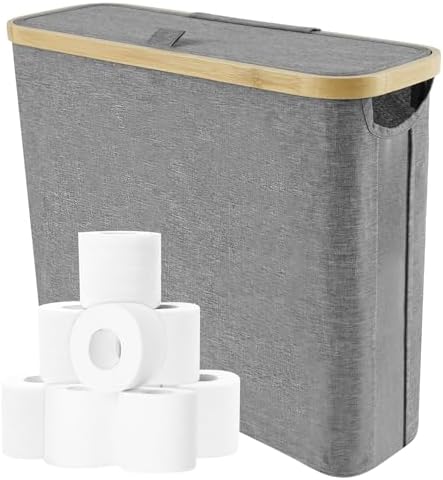 Foldable Toilet Paper Storage Basket with Lid and Transparent Window
