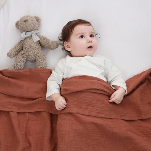 DaysU Muslin Swaddle Blanket 2 Pack - 47x47 Brown Lilac Ash