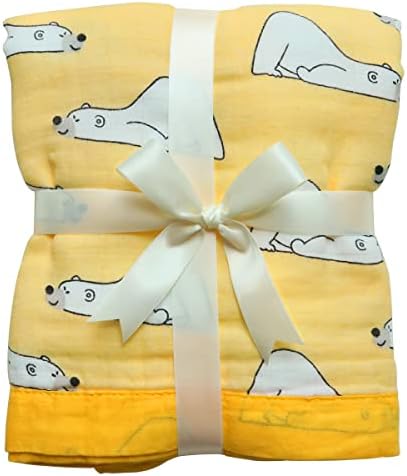 Farmer Mani 4-Layer Muslin Swaddle Blanket with Bear Print