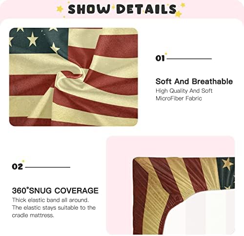 ALAZA USA Vintage American Flag Crib Sheets