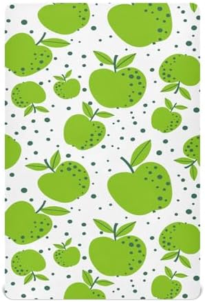 Fitted Crib Sheets with Green Apples Polka Dot Design for Baby Toddler