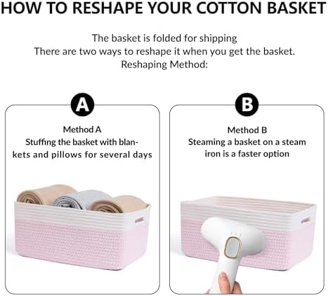 MiniArk Woven Pink Storage Baskets 2 Pack 17x13x75 Inch