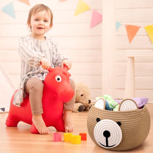 Uiifan 3 Pcs Baby Laundry Basket with Bear Design
