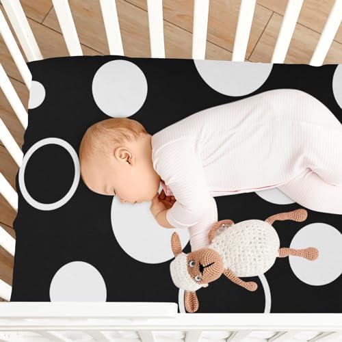 Ultra Soft Black White Polka Dots Crib Sheet 39x27