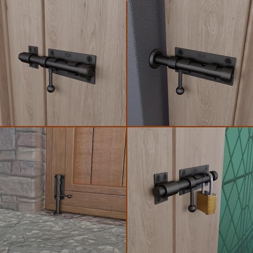 Slide Bolt Gate Latch - 63 Inch Heavy Duty 304 Stainless Steel Black