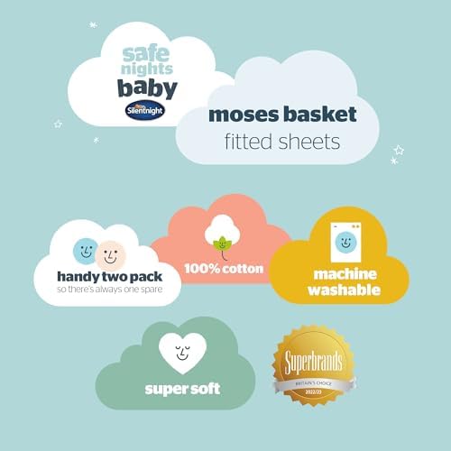 Safe Nights Moses Basket Fitted Sheet Pink Stars Pack of 2