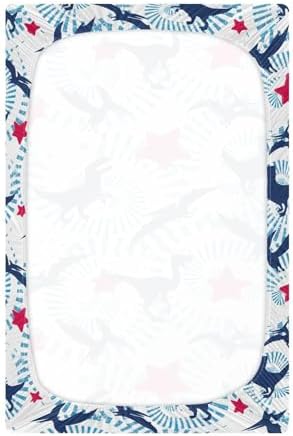 KICPOAY 4th of July Dino Star Crib Sheets