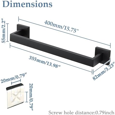 Alise 16 Inch Matte Black Towel Bar Stainless Steel