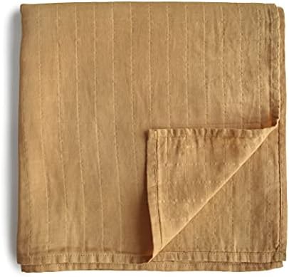 Mushie Muslin Baby Swaddle Blanket - Fall Yellow