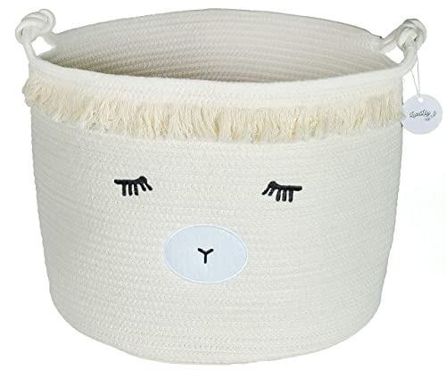LUXILILY Woven Baby Basket with Lamb Design