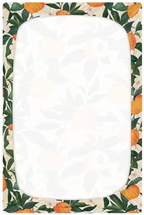 ALAZA Orange Peaches Green Leaves Crib Sheets for Baby