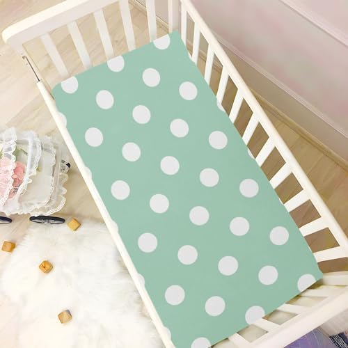 Joisal White Polka Dots Crib Fitted Sheet for Boys
