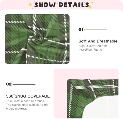 St Patricks Day Plaid Scottish Green Crib Sheet for Boys