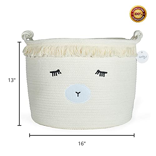 LUXILILY Woven Baby Basket with Lamb Design