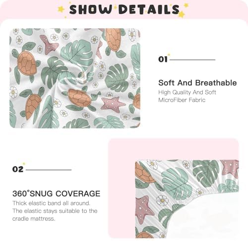 KICPOAY Fitted Crib Sheets with Turtle Starfish Pattern