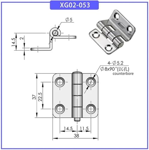 304 Stainless Steel Bent Door Hinge for Cabinets 1pcs