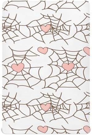 Wassud Spider with Hearts Crib Sheets 28x52 Inch Pack and Play Fitted Sheets