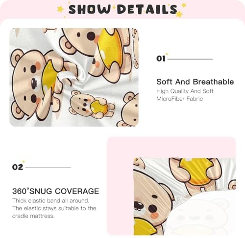 ALAZA Cute Cartoon Bear Crib Sheets for Boys and Girls