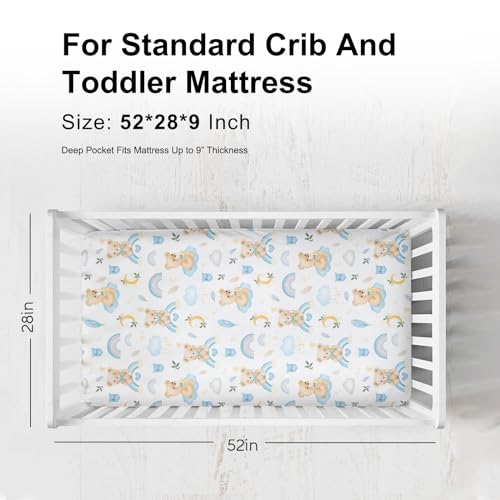 KASTLEE Watercolor Bear Rainbow Crib Sheets 52x28