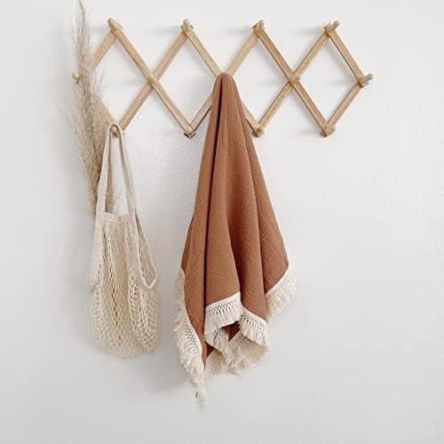 Bettrkind Muslin Receiving Blanket with Boho Fringe Rust