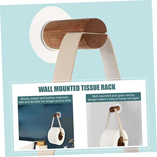 Easy Install Wall Hanging Paper Towel Holder Wooden Leather Material