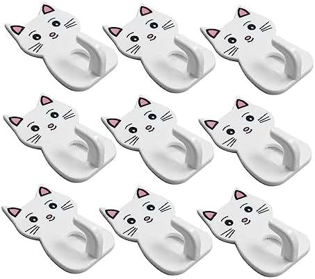 9pcs Cat Shaped Towel Hooks for Bathroom Storage
