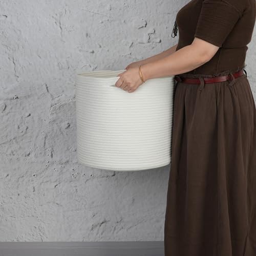 Cotton Rope Storage Basket for Kids Baby 16x14 Round Woven Basket