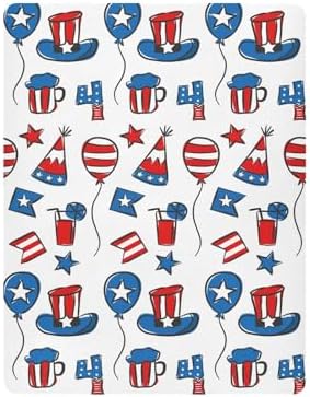 KICPOAY July 4th Flag Star Balloon Crib Sheets