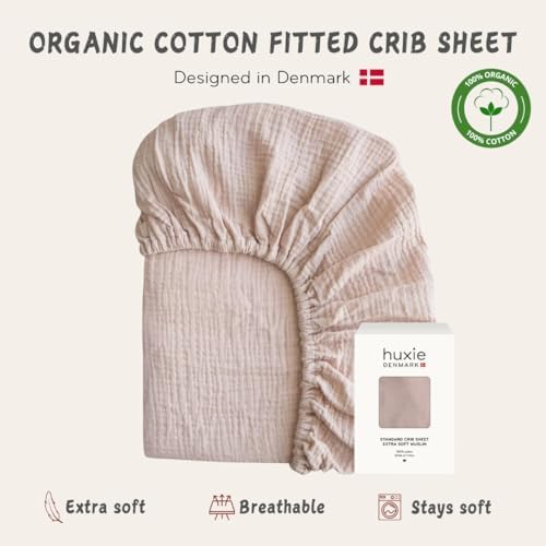 Huxie Organic Cotton Muslin Crib Sheet 28x52 Blush