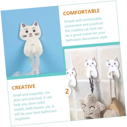 Amosfun 9pcs Cat Shaped Wall Hooks for Bathroom Storage