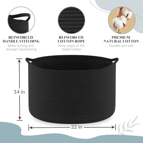 Maliton Woven Cotton Rope Basket 22x14 Black