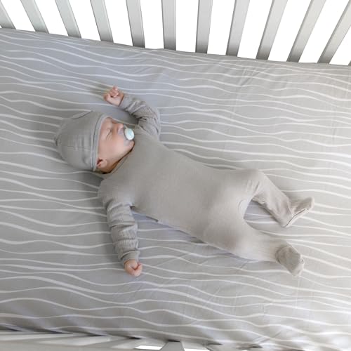 Crib Sheet Set 2 Pack 100 Jersey Cotton Grey White Stripes Dots