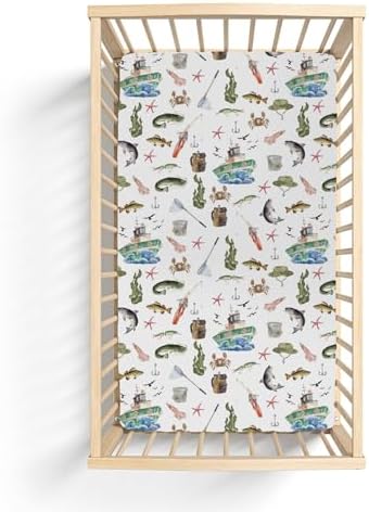 ZoUbqchY Gone Fishing Crib Sheets 52x28