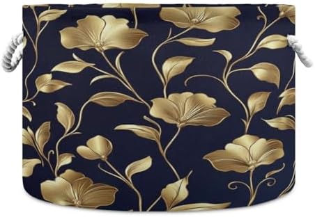 Kigai Gold Flower Cotton Rope Basket Large Storage Bin