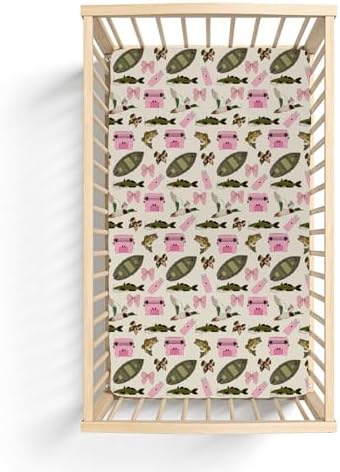 Pink Fishing Girly Baby Crib Sheet 52x28In