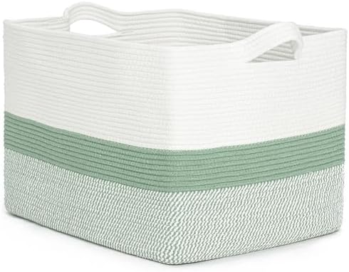 CLHMILYZ Square Cotton Rope Storage Basket - 22x17x138 Inches 1