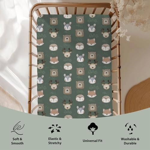 Baby Animals Crib Sheet Bear Deer Bunny Soft Fitted