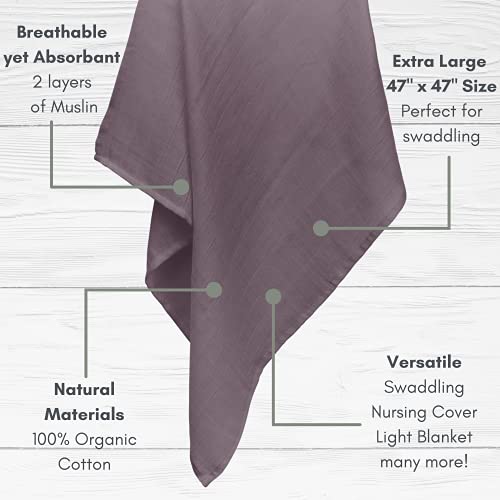 MOZAH Organic Muslin Swaddle Blankets - 2 Pack for Baby Boy and Girl