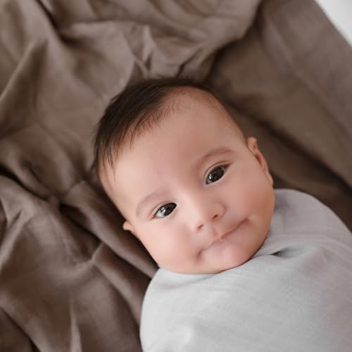 Papaya Kids Muslin Swaddle Blankets - 2-Pack Light Blue Brown