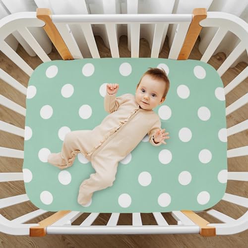 Joisal White Polka Dots Crib Fitted Sheet for Boys